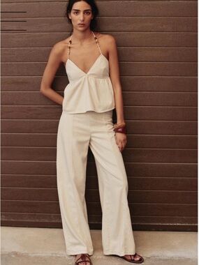 ZARA beaded denim halter top size medium